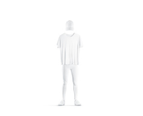 Blank white uniform design mockup isolated. Empty cap, t shirt, pants and shoes mock up. Clear delivery boy or baseball player outfit dress template.