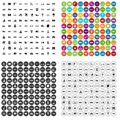 100 transport icons set vector in 4 variant for any web design isolated on white