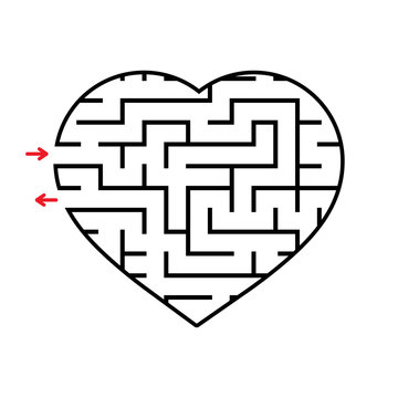 Labyrinth heart. Simple flat vector illustration isolated on white background.