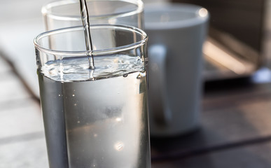 Cold water in clear glass. Health Care Concepts
