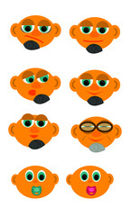 Obraz premium Diseño de caracteres. Personajes de diferentes edades. Bebe, Joven y anciano. Diferentes gestos, pelados, con accesorios 