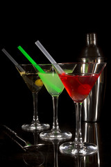 Collection of colorful cocktails