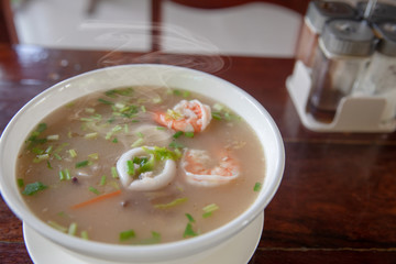 Shrimp soup, hot breakfast