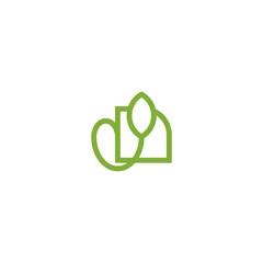 Green Leaf Outline Minimalist Creative Ecology Logo