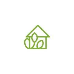 Home Leaf Outline Naturally Creative Logo Design Template