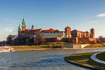 Wawel hill with royal castle in Krakow