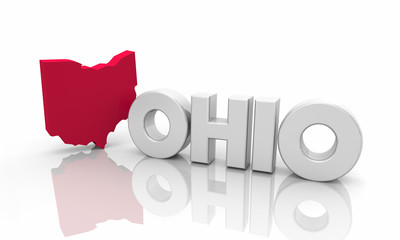 Ohio OH Red State Map Word 3d Illustration - obrazy, fototapety, plakaty