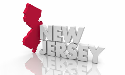 New Jersey NJ Red State Map Word 3d Illustration