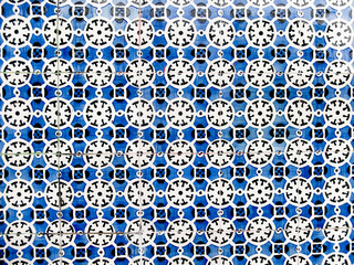 Indigo Blue Floral Vintage Floor Tile Lisbon Portugal Graphic Pattern