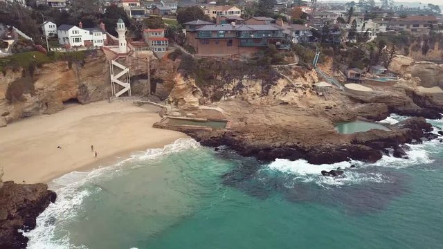 Laguna Beach natural rock pools drone