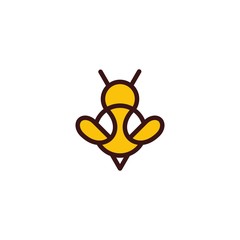 Bee Outline Animal Honey Illustration Vector Logo Design Template