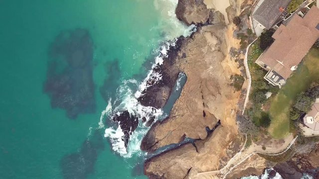 Rocky Coast Laguna Beach California Drone shot 