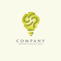 green idea innovation symbol logo template ready for use