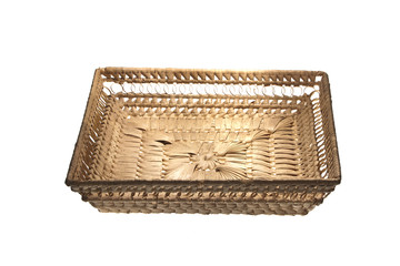 wicker plate isolated on white background