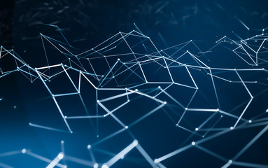 Geometric graphic background with connecting dots and lines. 3d rendering