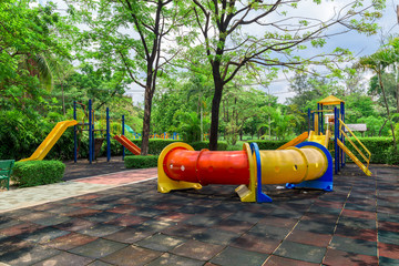 Modern children playground in park.
