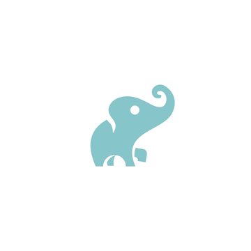 Elephant Cute Silhouette Animal Illustration Vector Logo Design Template