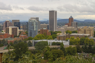 Downtown Portland Oregon Cityscape Nestled in Trees