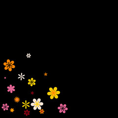 Cute Floral Pattern with Simple Small Flowers for Greeting Card or Poster. Naive Daisy Flowers in Primitive Style. Vector Background for Spring or Summer Design.