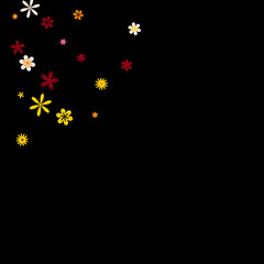 Cute Floral Pattern with Simple Small Flowers for Greeting Card or Poster. Naive Daisy Flowers in Primitive Style. Vector Background for Spring or Summer Design.