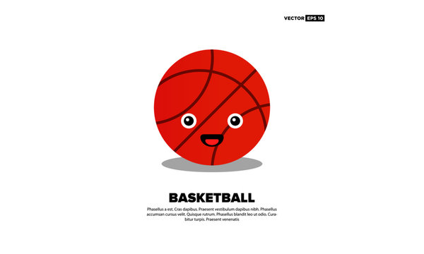 Basketball Sport Vector Illustration with Smiley Face