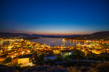 Fototapeta na wymiar Greek town Poros at night, Greece