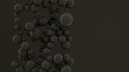 Black spheres of random size on black background