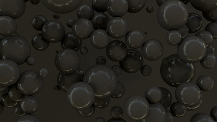Black spheres of random size on black background