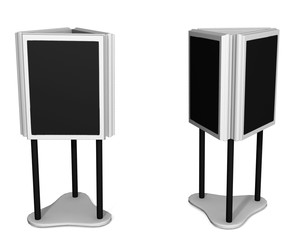 blank light boxes or billboards isolated on white background for advertising, 3d rendering, three light boxes or billboards, 3d rendering