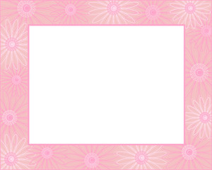 Pink flowers frame with blank white space for your text and images.