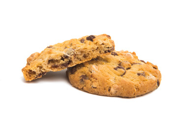 cookies with chocolate and nuts isolated