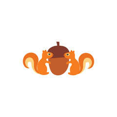 Vector cartoon squirrels with acorn