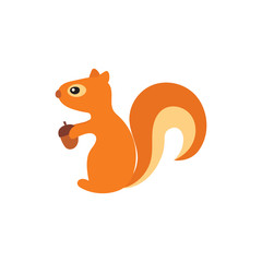 Vector cartoon squirrel with acorn