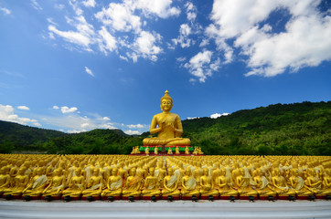 Many buddha statue in temple, Nakornnayok , Thailand