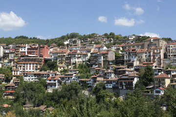 Fototapeta na wymiar Veliko Tarnovo, Bulgaria - August 10, 2017: View of the residential quarter of the city