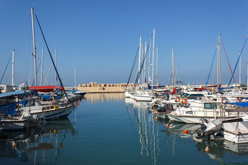 Fototapeta na wymiar The old port of Yafa in Israel.