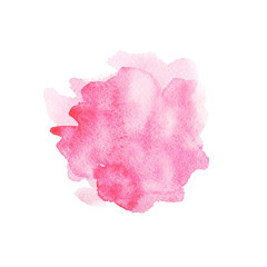 Abstract watercolor wet pinkstain, hand drawn colorful illustration isolated on white background. 