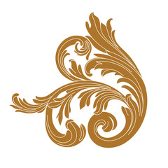 Golden vintage baroque ornament, corner. Retro pattern antique style acanthus. Decorative design element filigree calligraphy vector. - stock vector
