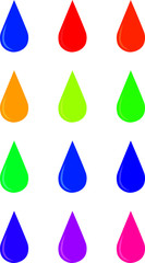 Color drops on white background