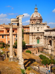 Panoramic view of Roman Forum. Rome, Italy