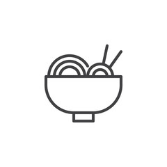 Noodles bowl with chopsticks outline icon. linear style sign for mobile concept and web design. Asian food simple line vector icon. Symbol, logo illustration. Pixel perfect vector graphics