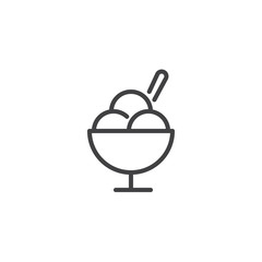 Cup of ice cream outline icon. linear style sign for mobile concept and web design. Fast food dessert simple line vector icon. Symbol, logo illustration. Pixel perfect vector graphics