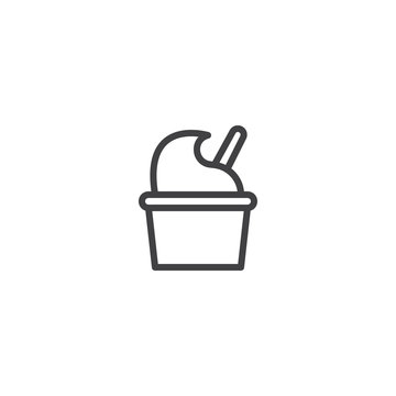 Ice cream cup outline icon. linear style sign for mobile concept and web design. Take away dessert food simple line vector icon. Symbol, logo illustration. Pixel perfect vector graphics
