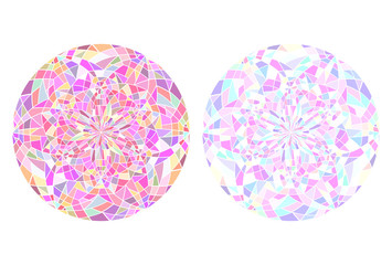 Set of round mandalas of stained glass. Broken glass. Kaleidoscope. Vector element for your creativity