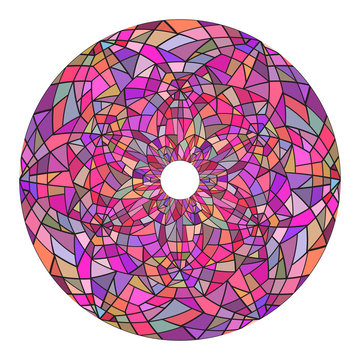 Round mandala made of stained glass. Broken glass. Vector element for your creativity