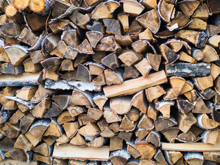 dry chopped firewood logs ready for winter