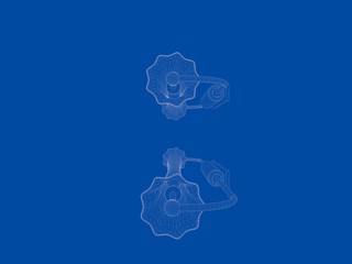 3d rendering of a blueprint lamp light holder isolate on a blue background