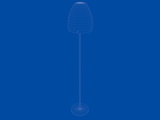 3d rendering of a blueprint lamp light holder isolate on a blue background