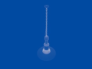 3d rendering of a blueprint lamp light holder isolate on a blue background