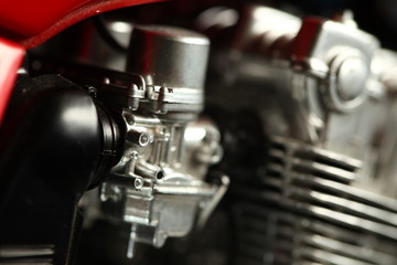 Fototapeta na wymiar Engine part of motorcycle model scene.